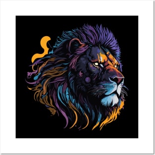 Watercolor Sunset Lion Posters and Art